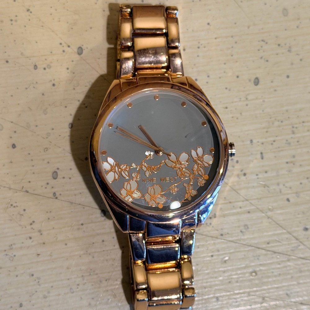 Nine West Rose Gold Floral Watch